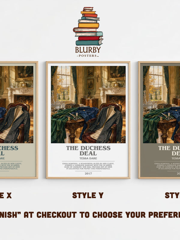 The Duchess Deal bookish print in frame leaning in hallway – romance wall art