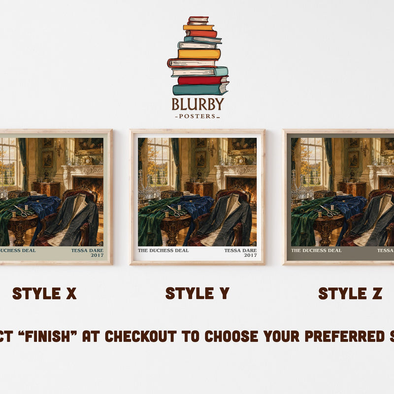 The Duchess Deal literary print in frame leaning in hallway – romance wall art