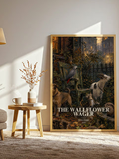 The Wallflower Wager watercolour print in frame leaning in hallway – romance wall art