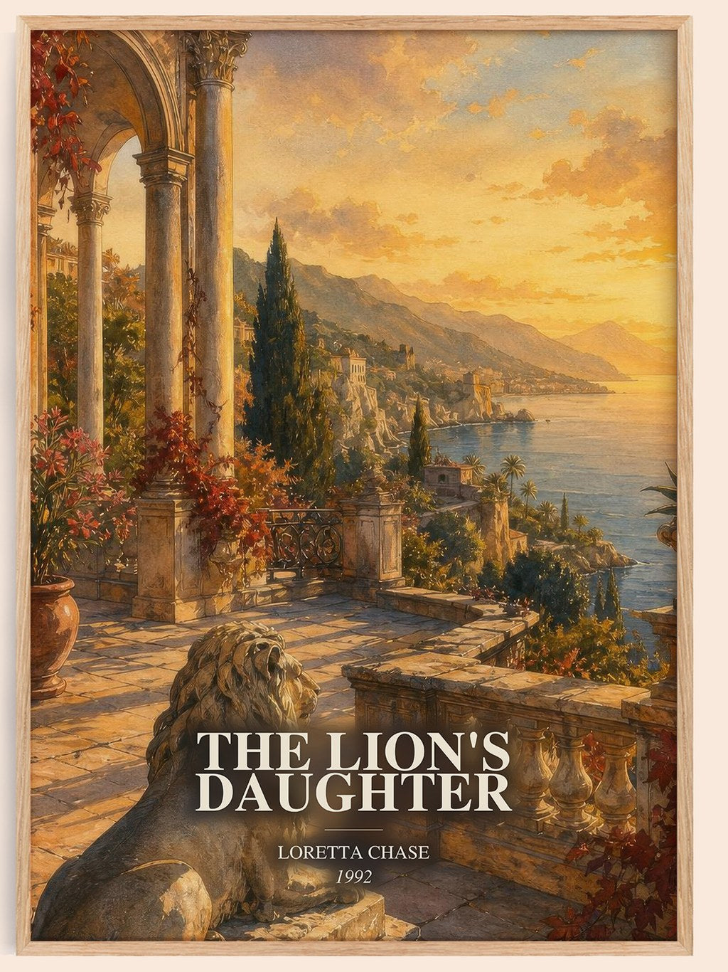 The Lion's Daughter watercolour book poster by Loretta Chase – framed literary art print