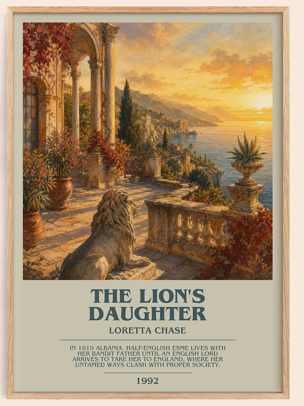 The Lion's Daughter bookish book poster by Loretta Chase – framed literary art print