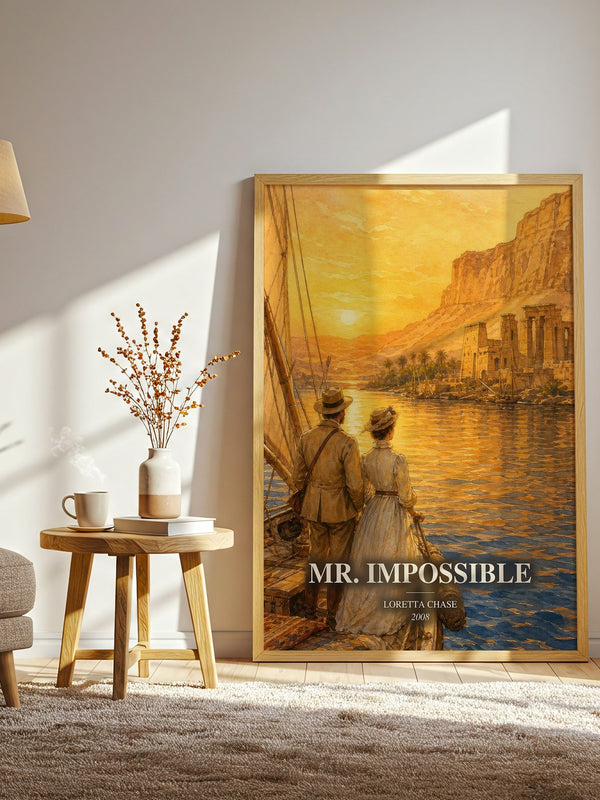 Mr. Impossible watercolour print in frame leaning in hallway – romance wall art