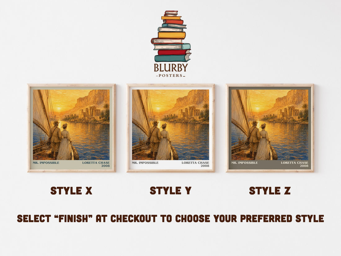 Mr. Impossible literary print in frame leaning in hallway – romance wall art (mockup)