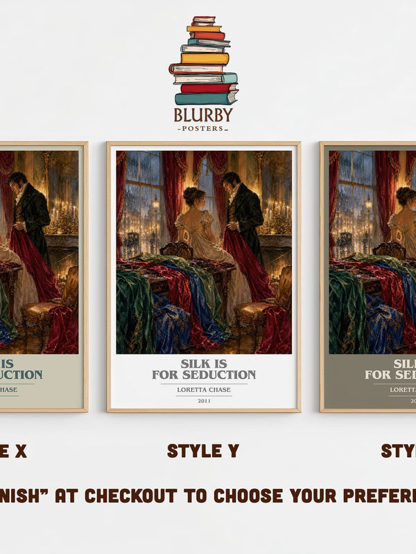Silk Is for Seduction book cover print in frame leaning in hallway – romance wall art