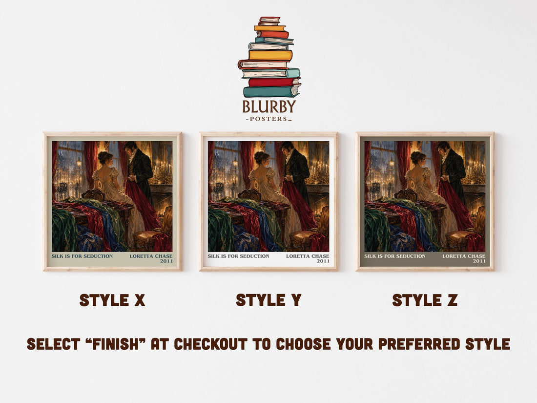 Silk Is for Seduction literary print in frame leaning in hallway – romance wall art (mockup)