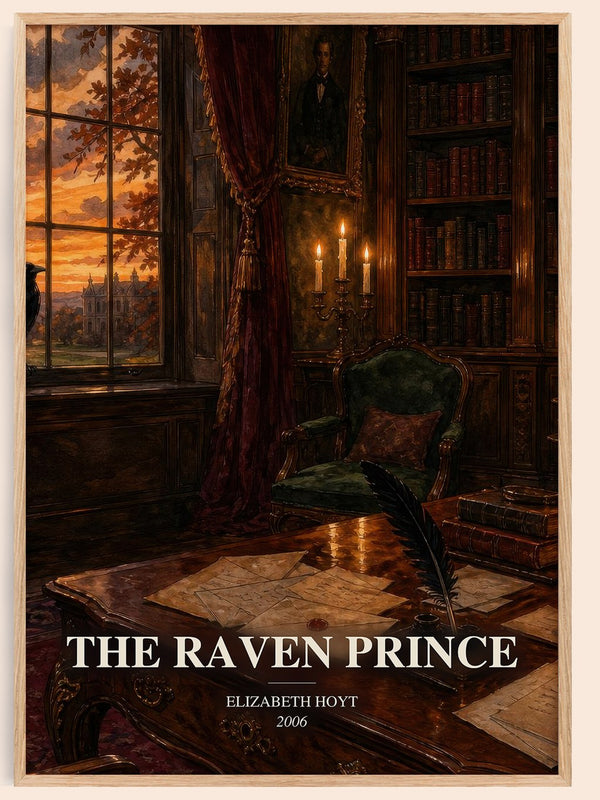 The Raven Prince watercolour book poster by Elizabeth Hoyt – framed literary art print