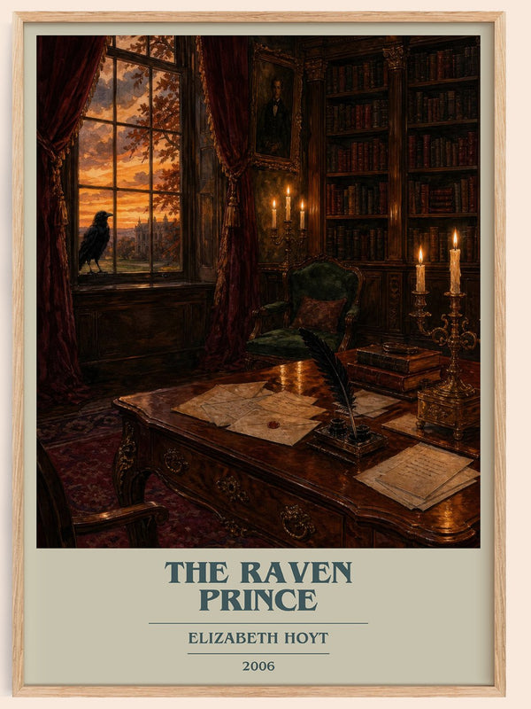 The Raven Prince book cover book poster by Elizabeth Hoyt – framed literary art print