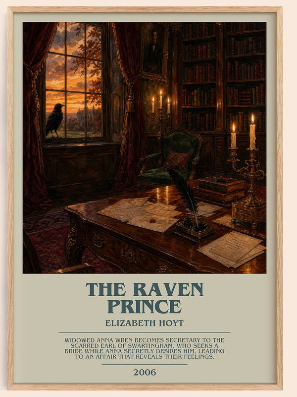 The Raven Prince bookish book poster by Elizabeth Hoyt – framed literary art print