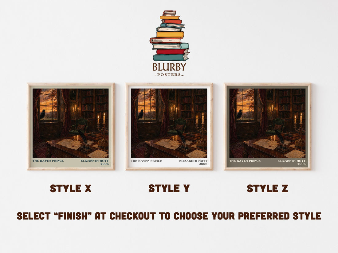 The Raven Prince literary print in frame leaning in hallway – romance wall art (mockup)