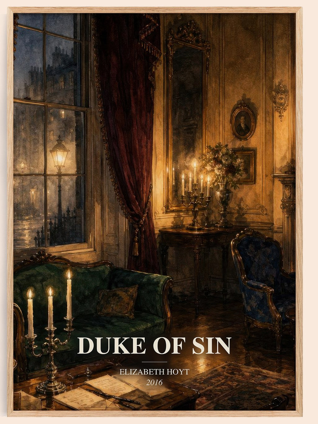 Duke of Sin watercolour book poster by Elizabeth Hoyt – framed literary art print