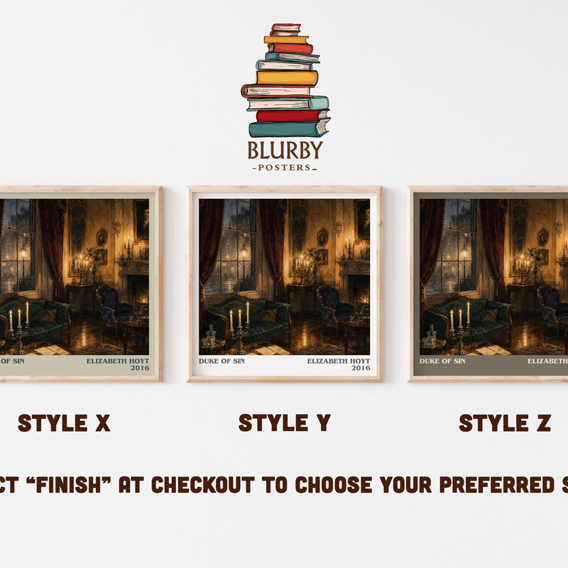 Duke of Sin literary print in frame leaning in hallway – romance wall art