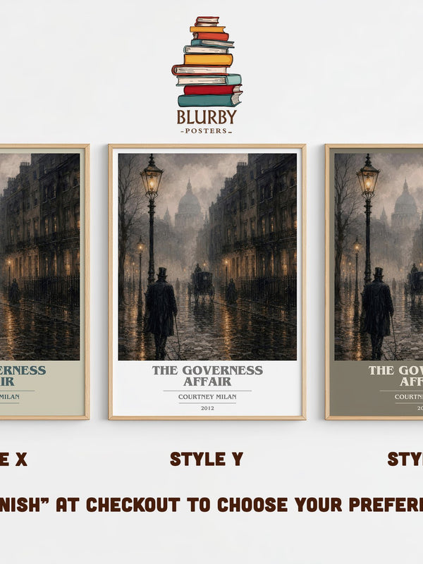 The Governess Affair book cover print in frame leaning in hallway – romance wall art