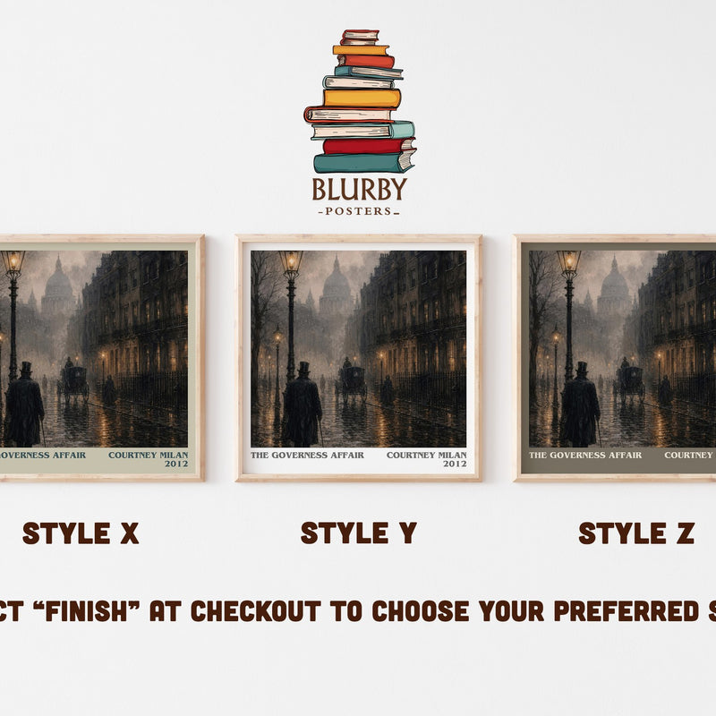 The Governess Affair literary print in frame leaning in hallway – romance wall art