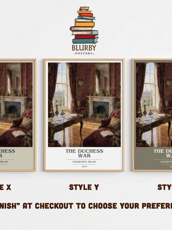 The Duchess War book cover print in frame leaning in hallway – romance wall art
