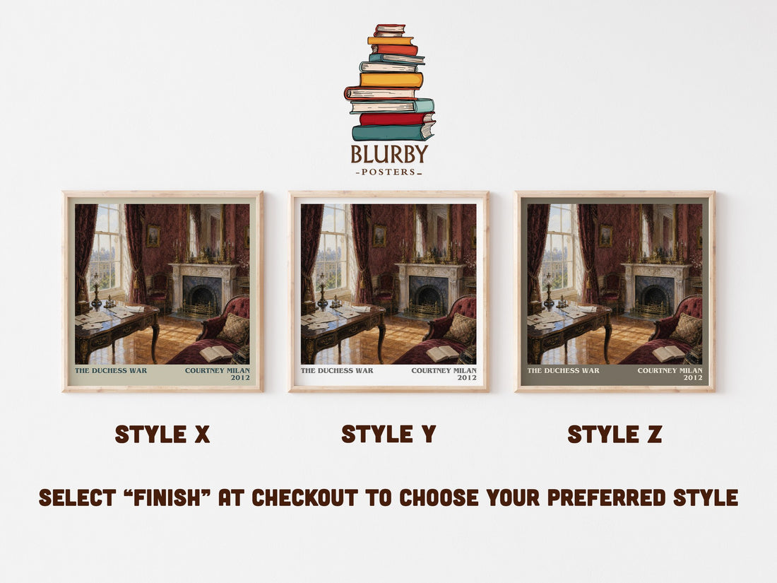 The Duchess War literary print in frame leaning in hallway – romance wall art (mockup)