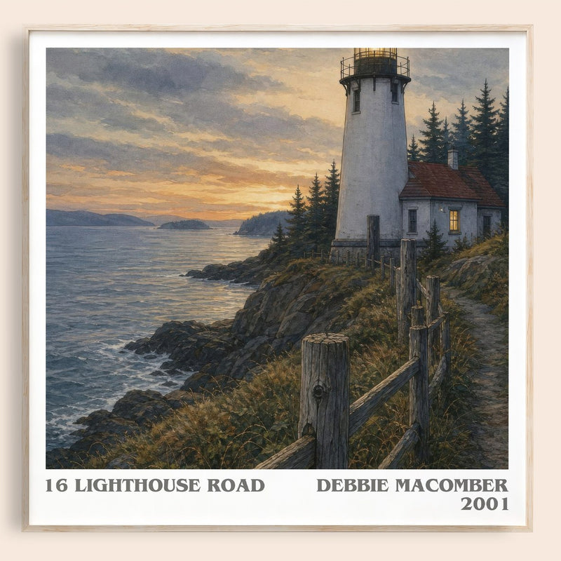 16 Lighthouse Road literary book poster by Debbie Macomber – framed literary art print