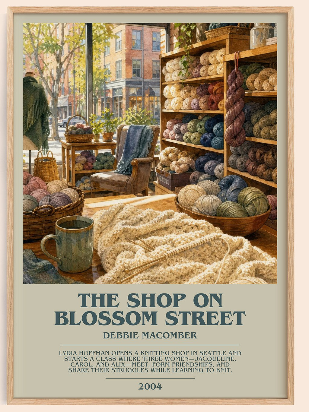 The Shop on Blossom Street bookish book poster by Debbie Macomber – framed literary art print