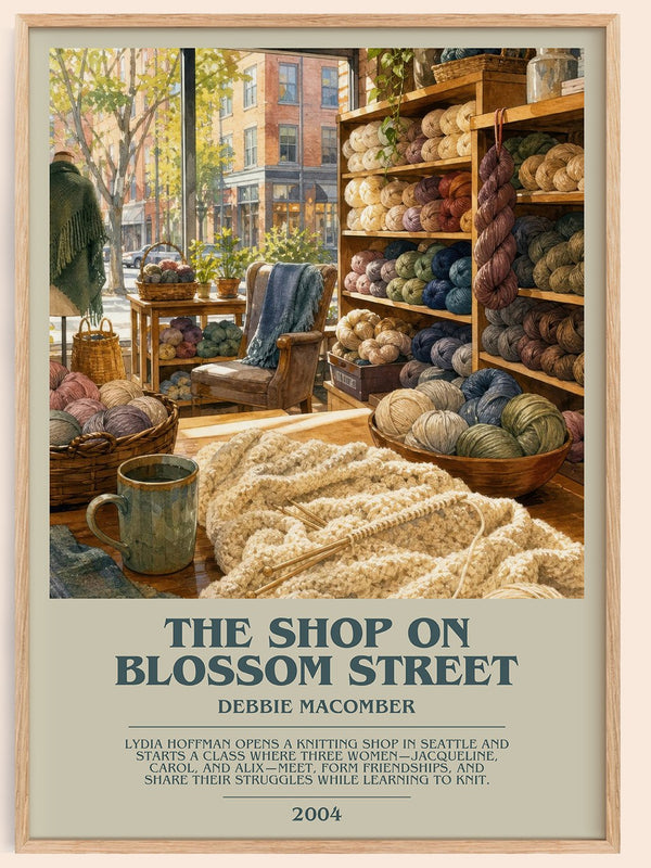 The Shop on Blossom Street bookish book poster by Debbie Macomber – framed literary art print