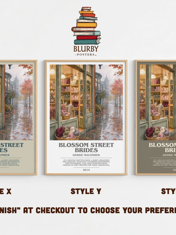 Blossom Street Brides bookish print in frame leaning in hallway – romance wall art
