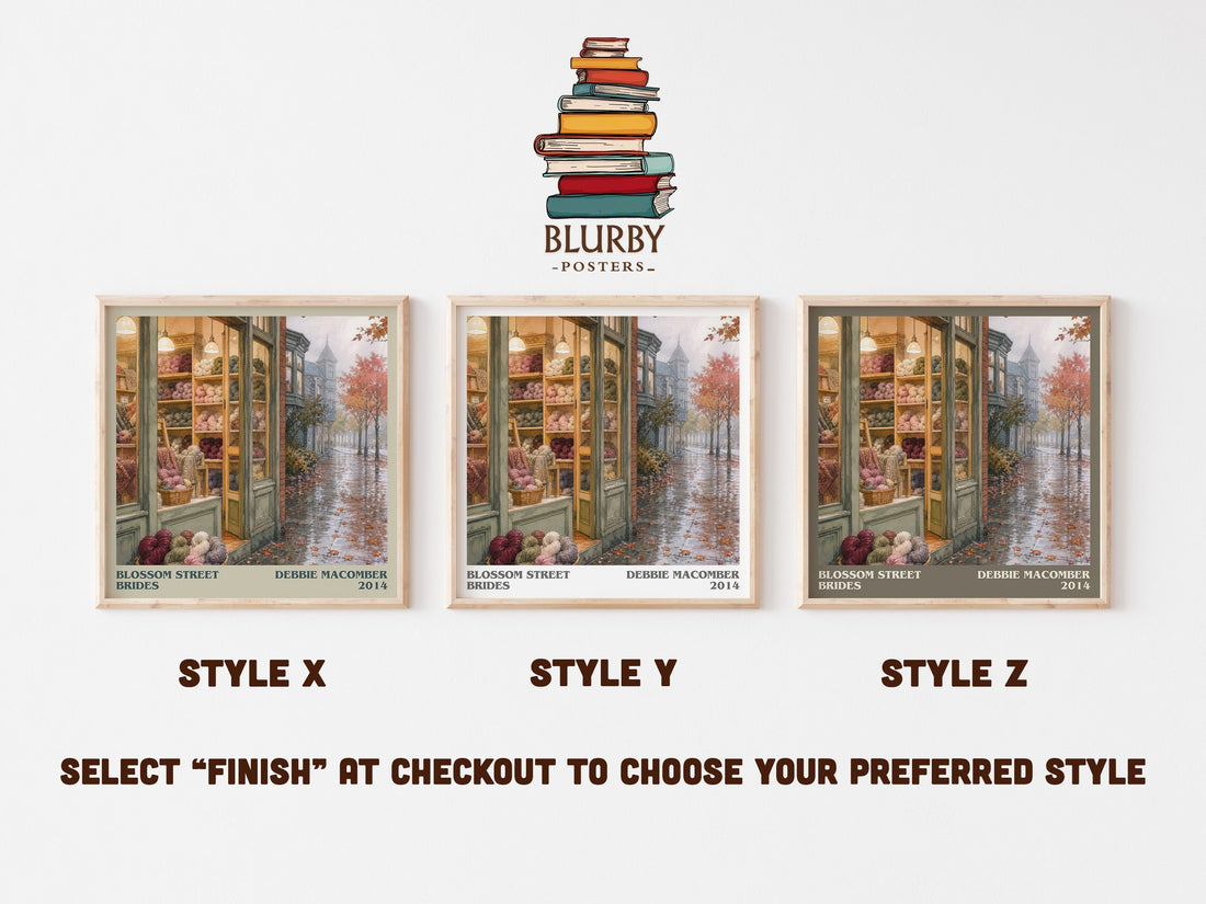 Blossom Street Brides literary print in frame leaning in hallway – romance wall art (mockup)
