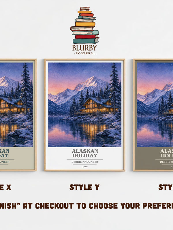 Alaskan Holiday book cover print in frame leaning in hallway – romance wall art