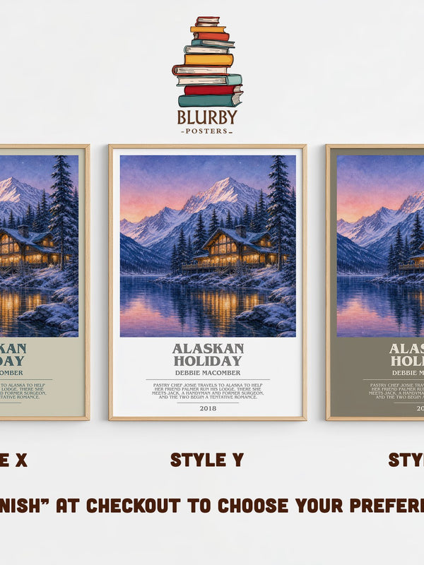 Alaskan Holiday bookish print in frame leaning in hallway – romance wall art