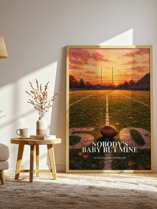 Nobody's Baby But Mine watercolour print in frame leaning in hallway – romance wall art