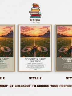 Nobody's Baby But Mine bookish print in frame leaning in hallway – romance wall art