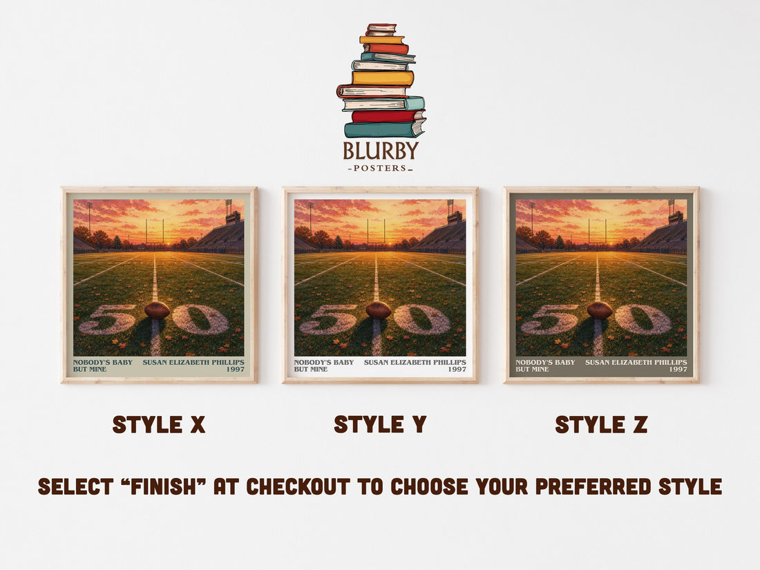 Nobody's Baby But Mine literary print in frame leaning in hallway – romance wall art (mockup)