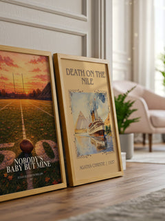Nobody's Baby But Mine watercolour print framed by window – literary home decor