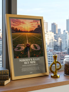 Nobody's Baby But Mine bookish print framed by window – literary home decor
