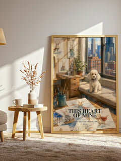 This Heart of Mine watercolour print in frame leaning in hallway – romance wall art