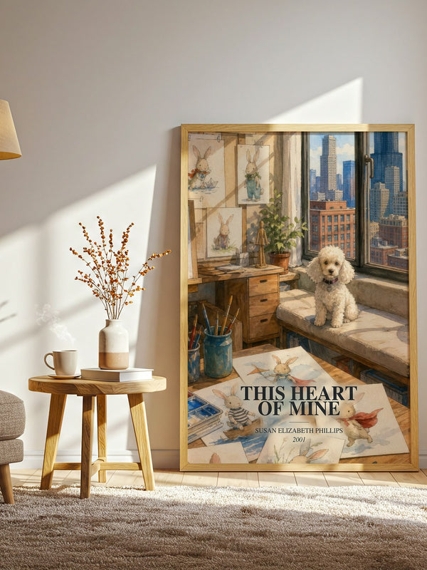 This Heart of Mine watercolour print in frame leaning in hallway – romance wall art