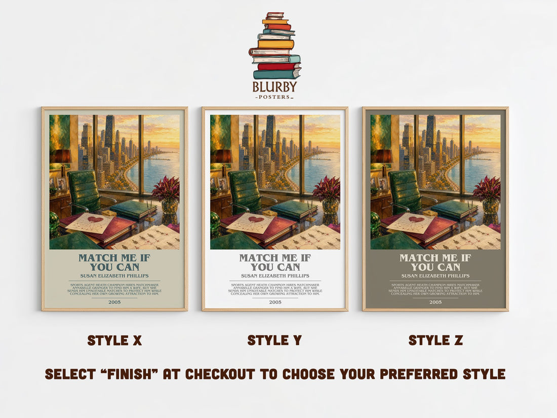 Match Me If You Can bookish print in frame leaning in hallway – romance wall art (mockup)