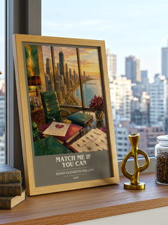 Match Me If You Can book cover print framed by window – literary home decor