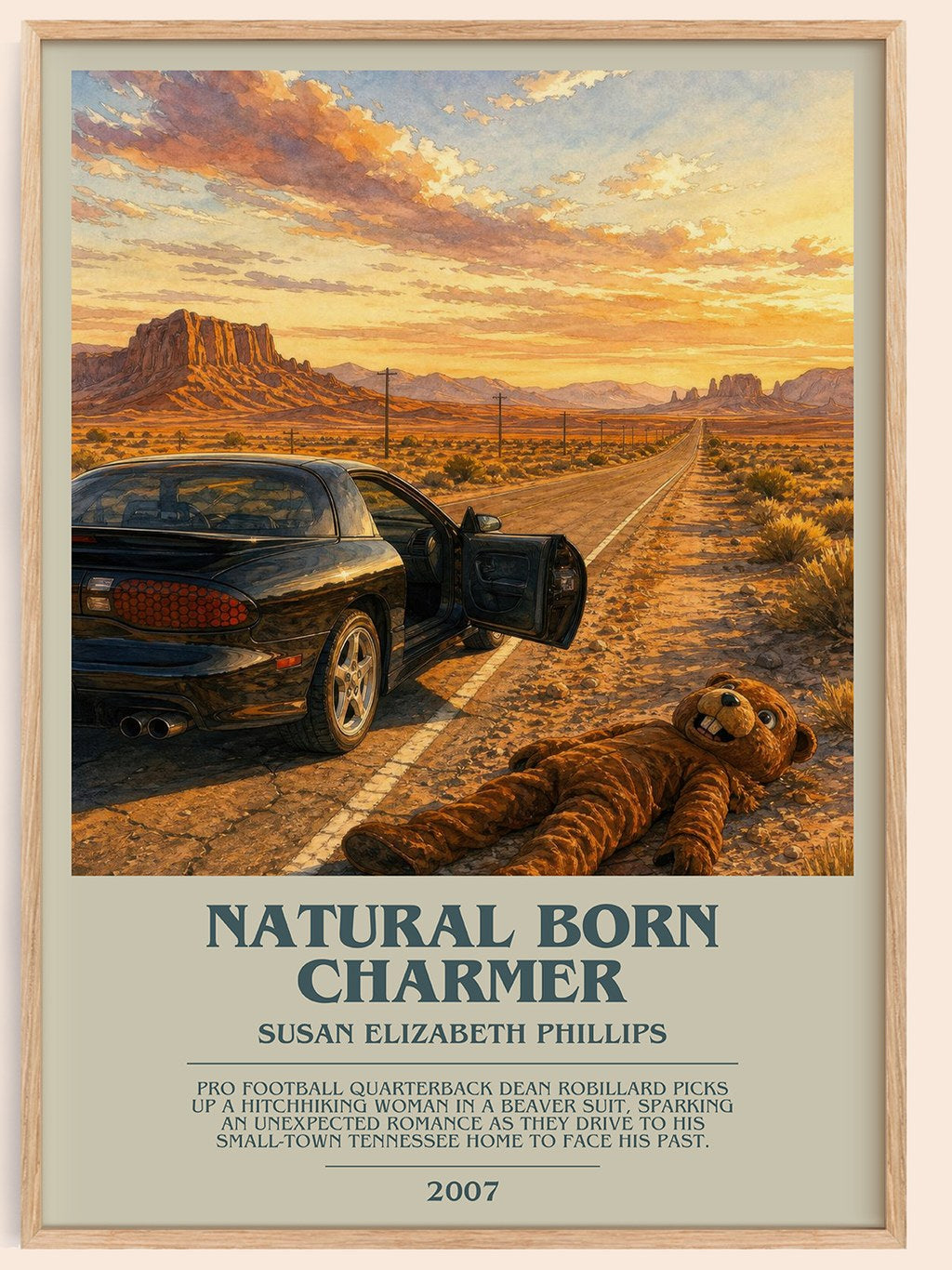 Natural Born Charmer bookish book poster by Susan Elizabeth Phillips – framed literary art print