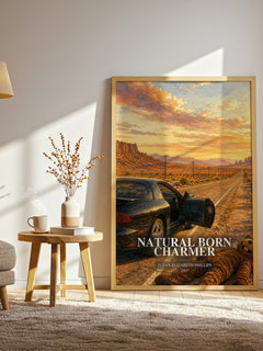 Natural Born Charmer watercolour print in frame leaning in hallway – romance wall art