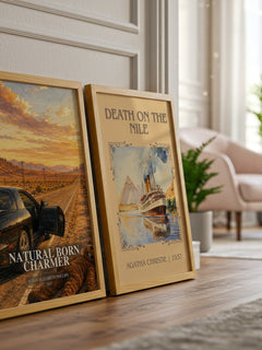 Natural Born Charmer watercolour print framed by window – literary home decor