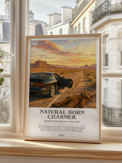 Natural Born Charmer bookish poster colour and style options – Susan Elizabeth Phillips book art