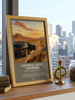 Natural Born Charmer bookish print framed by window – literary home decor