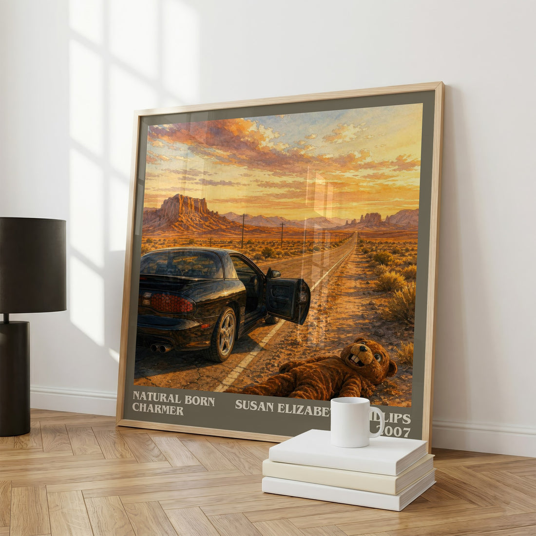 Natural Born Charmer Literary Art Print by Susan Elizabeth Phillips – large square framed print leaning against a wall