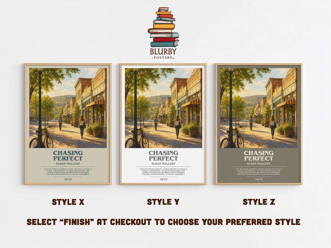 Chasing Perfect bookish print in frame leaning in hallway – romance wall art (mockup)