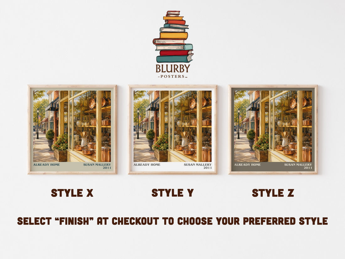 Already Home literary print in frame leaning in hallway – contemporary fiction wall art (mockup)
