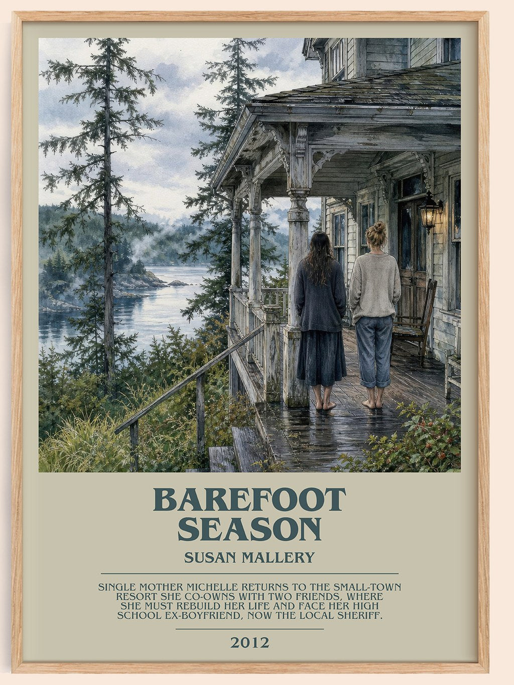 Barefoot Season bookish book poster by Susan Mallery – framed literary art print