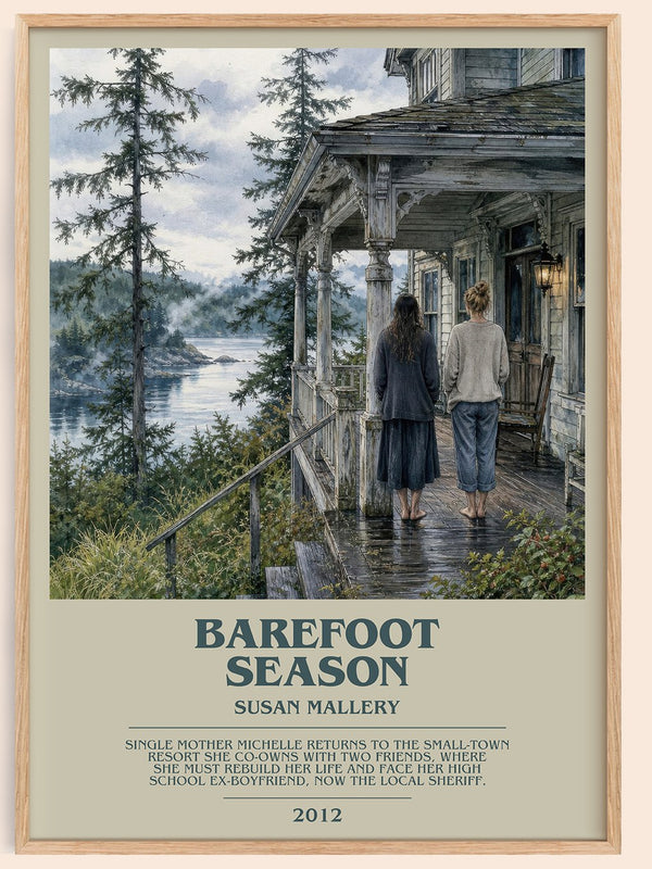 Barefoot Season bookish book poster by Susan Mallery – framed literary art print