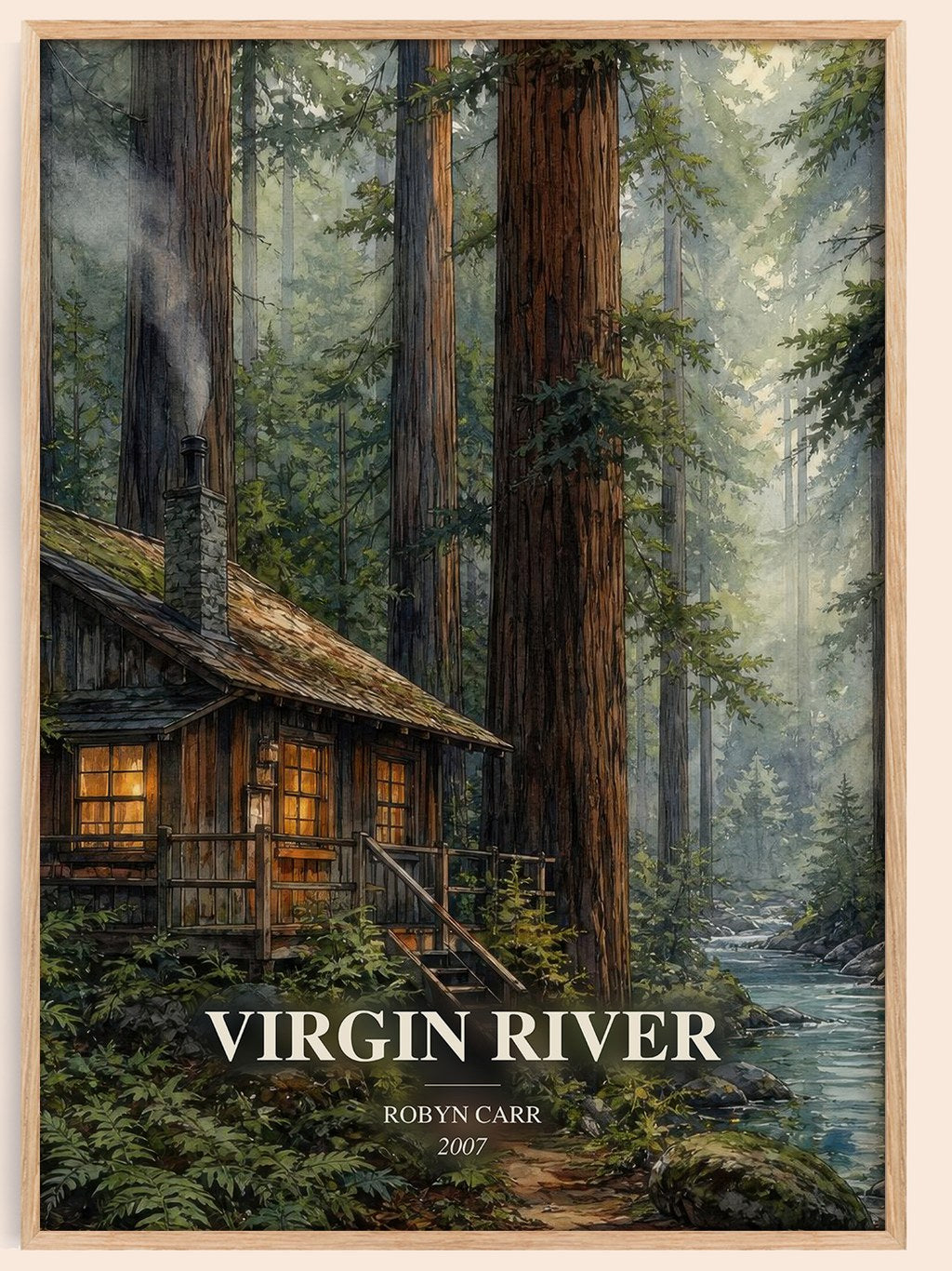 Virgin River watercolour book poster by Robyn Carr – framed literary art print