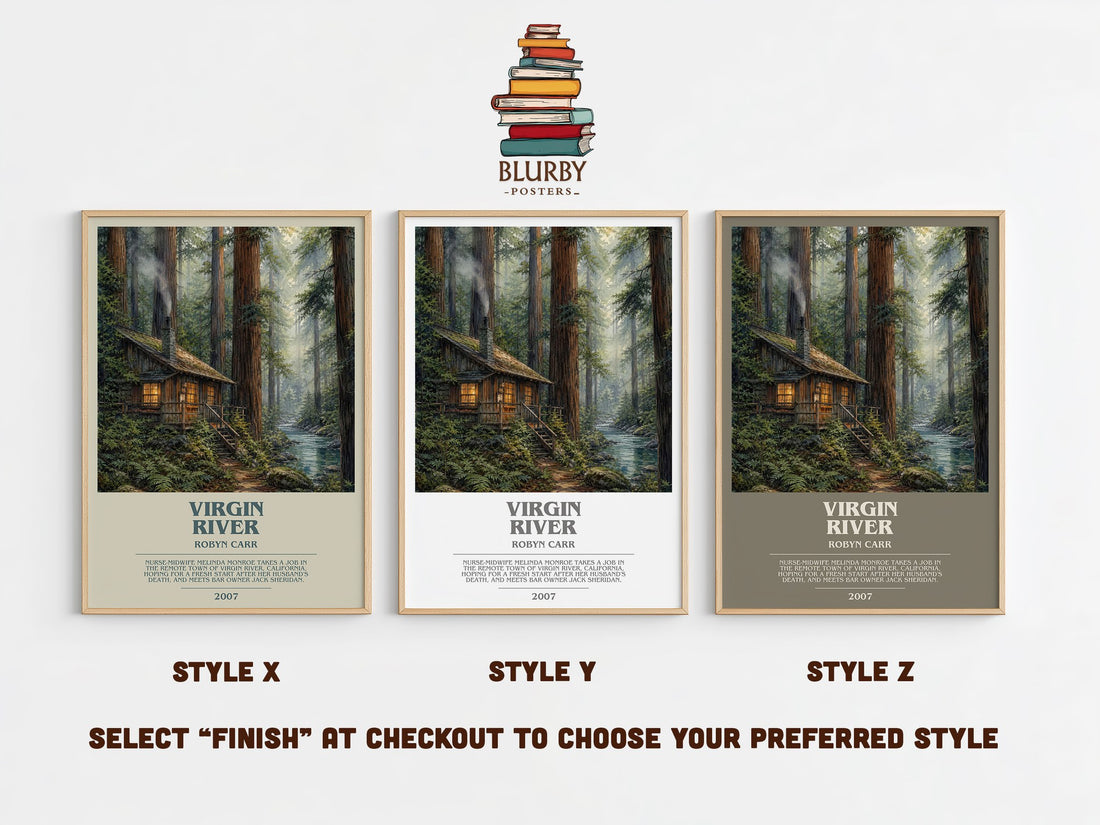 Virgin River bookish print in frame leaning in hallway – romance wall art (mockup)