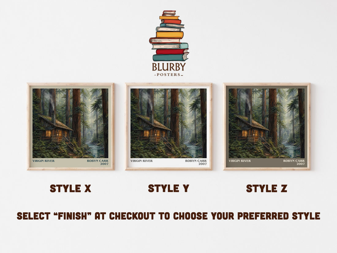 Virgin River literary print in frame leaning in hallway – romance wall art (mockup)