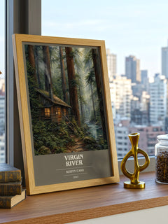 Virgin River book cover print framed by window – literary home decor