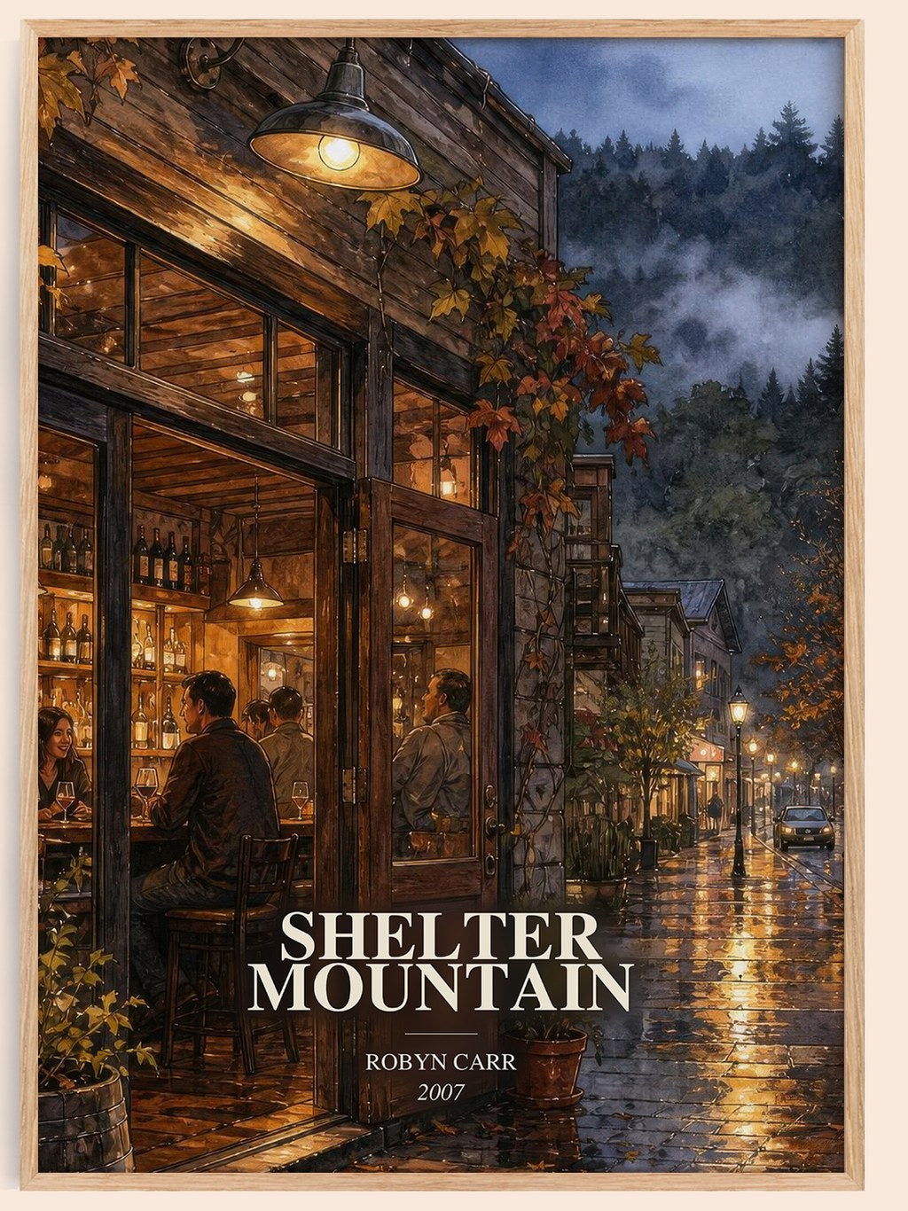 Shelter Mountain watercolour book poster by Robyn Carr – framed literary art print